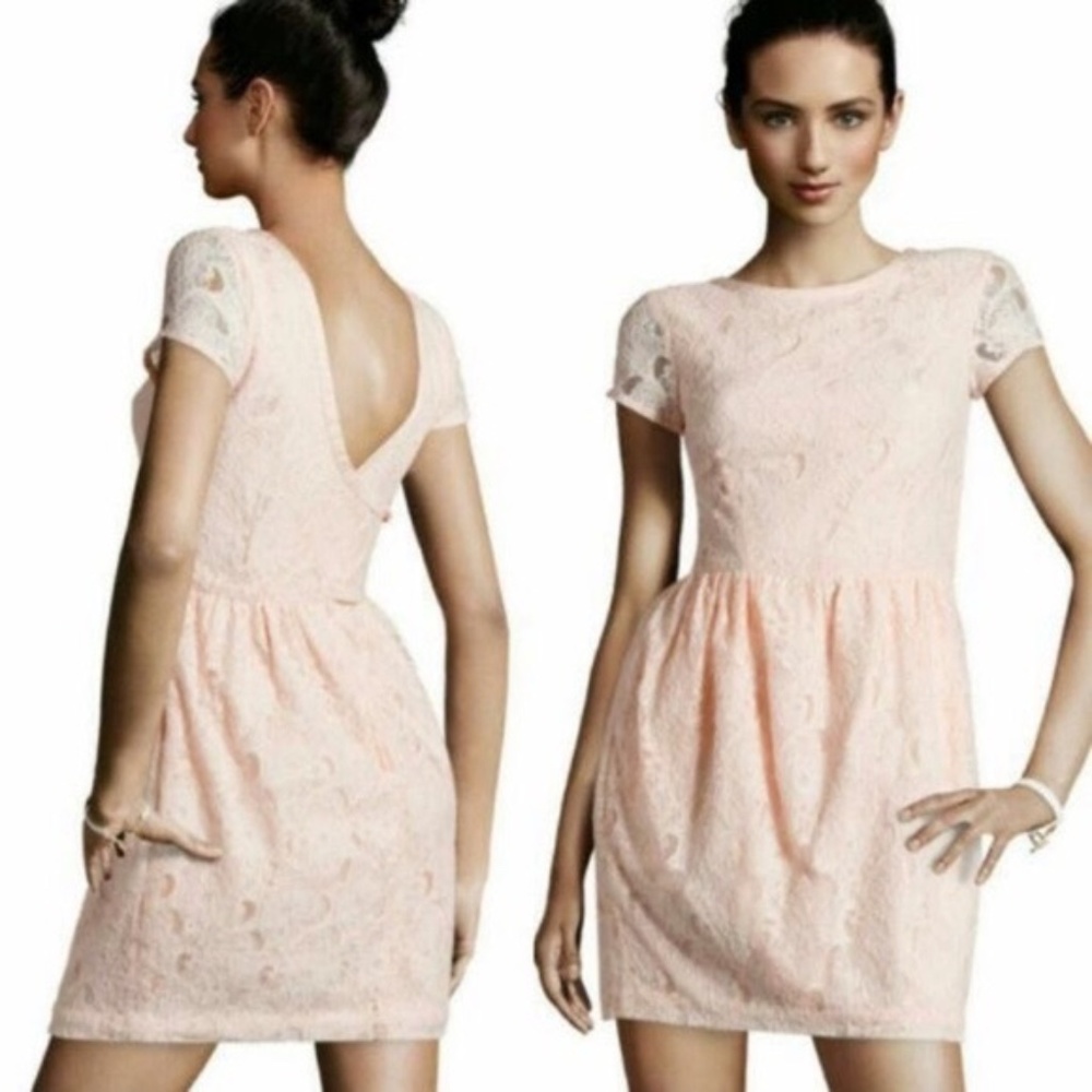 H&M - Conscious Collection Pink Lace Mini Dress - Size 4